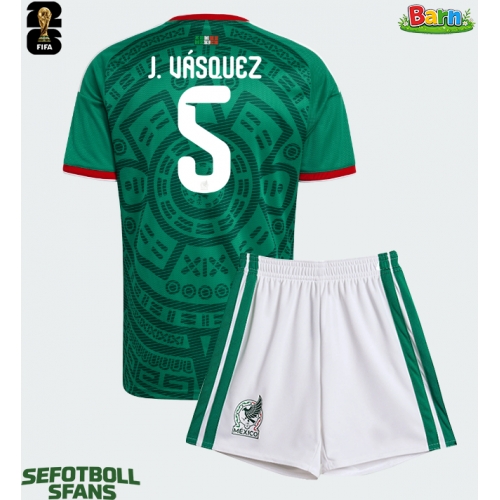 Mexiko Johan Vasquez #5 Hemmaställ Barn VM 2026 Kortärmad (+ Korta byxor) Mexiko Johan Vasquez #5 Hemmaställ Barn VM 2026 Kortärmad (+ Korta byxor)